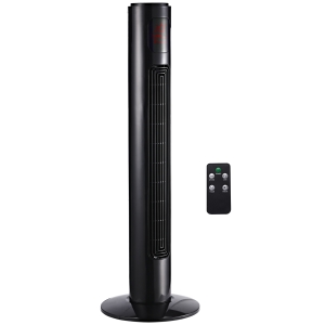 HOMCOM Ventilador de coluna silencioso 45 W 3 modos 3 velocidades controle remoto oscilante 70° temporizador e display LED 96 cm preto