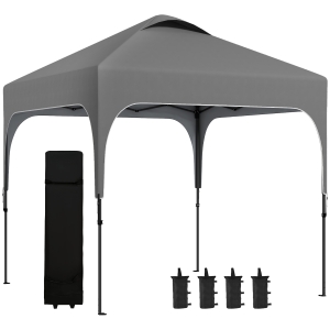 Outsunny Tenda de Jardim Pop-up Dobrável 2,5x2,5 m Altura Ajustável Tecido Oxford Anti UV50+ Estrutura em Aço Saco de Transporte