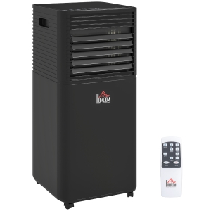 HOMCOM Ar condicionado portátil 7000 BTU com controle remoto, temporizador 24H, até 26 m², classe energética A, preto