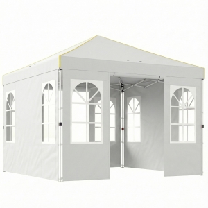 Outsunny Carpa Plegable 3x3 m Pop-up con UPF50+ 4 Laterales Desmontables Altura Ajustable y Bolsa de Transporte Blanco
