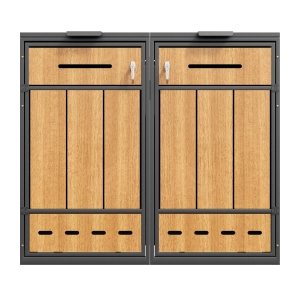 Abri pour bacs à ordures avec aérations, pour 2x 120–240 l et adapté à l'extérieur, 132x84,5x118 cm, Gris+Couleur naturelle