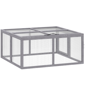 PawHut Rabbit Hutch Outdoor, Foldable Guinea Pig House with Openable Top, for 3 Bunnies, Ducks, Chickens, 110 x 105 x 50 cm