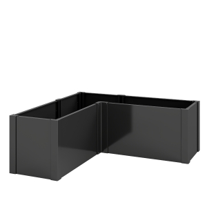 Outsunny Canteiro em L para Flores, Resistente às Intempéries, Canteiro de Plantio/Estufa em Aço Galvanizado 150 x 150 x 55 cm Preto
