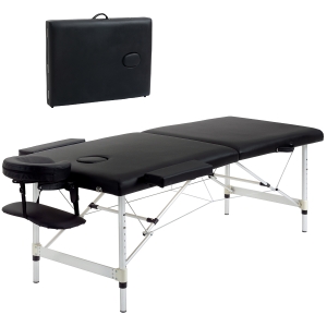 HOMCOM Foldable Massage Table, 185Lx70Wx59-80H cm, Aluminium-Black