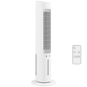 HOMCOM Enfriador de aire columna 3 en 1 enfriador humidificador ventilador, oscilación 48°, 3 velocidades 3 modos, blanco