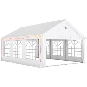 Outsunny 6 x 4 m Party Tent, Heavy Duty Gazebo Canopy with Windows, Outdoor Party Wedding Tent with 4 Removable Sidewalls
