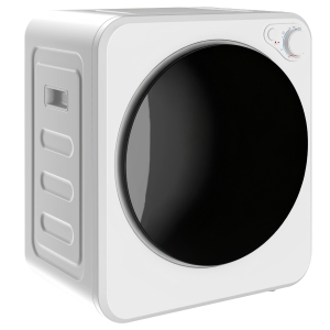 HOMCOM Mini suszarka do ubrań 4 kg, 5 programów, do 60℃, 800W/400W, suszarka wywiewna ze stalowym bębnem, biała