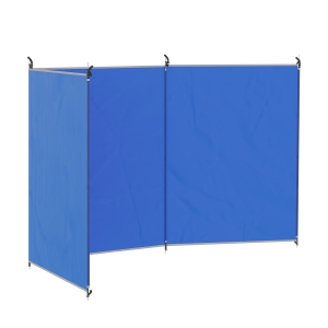 Outsunny Opvouwbaar Windscherm Camping Windscherm met Draagtas Stalen Stangen voor Camping Tuin Strand 450 x 150 cm Blauw