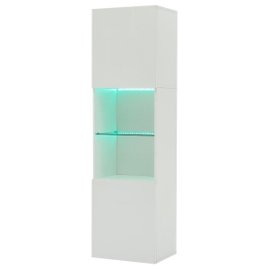 Vetrina per collezione con illuminazione LED e ripiano in vetro, 45x35x160 cm, Bianco