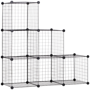 Regal z 6 półkami, system DIY, metalowa siatka, modułowe
