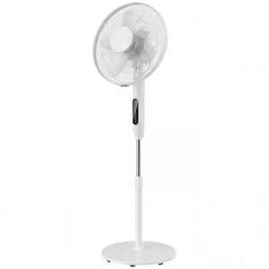 HOMCOM Ventoinha de Pé com Controlo Remoto Função Wifi Altura Ajustável 3 Velocidades 3 Modos Oscilação Temporizador Branco