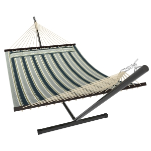 Outsunny Hamac sur pied 353 cm, hamac avec support acier avec coussin amovible et barres d'écartement, vert