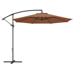 Outsunny 2.45m Overhanging Cantilever Parasol, with Cross Base - Brown