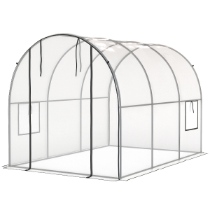 Outsunny Serre de Jardin Tunnel 6 m² 3L x 2l x 2H m châssis Tubulaire renforcé Porte zippée 2 fenêtres enroulables - transparent