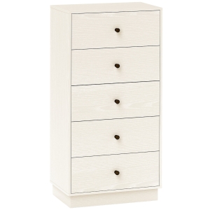 HOMCOM Cómoda com 5 Gavetas Cómoda de Quarto Estreita com Anti-Tombo Gaveteiro Alto para Sala de Estar Corredor 47x29x95 cm Branco