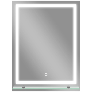 kleankin Espelho de Casa de Banho com Luzes LED 60x80 cm 3 Cores de Luz Brilho Ajustável Prateleira de Vidro Função de Memória Prata