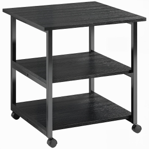 HOMCOM Three-Tier Steel Printer Stand, with Wheels - Black