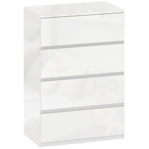 HOMCOM High Gloss Chest of Drawers, 4-Drawer Storage Cabinets, Modern Dresser for Bedroom, White