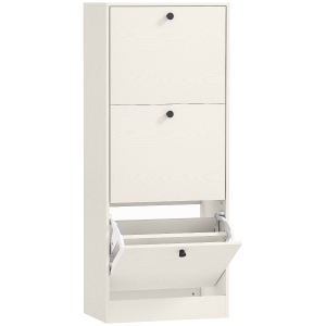HOMCOM Sapateira Estreita com 3 Portas Sapateira para Entrada com Prateleiras Ajustáveis para 12 Pares de Sapatos 47x28x115 cm Branco
