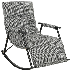 HOMCOM Silla Mecedora con Respaldo y Reposapiés Ajustables Mecedora Sillón Balancín Tapizado en Lino 62x100x89 cm Negro