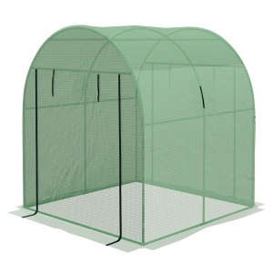 Outsunny Serre de jardin serre tunnel de jardin 3,24m² PE Haute densité 135 g/m², avec 2 portes zippées 180 x 180 x 200 cm, vert