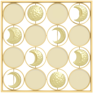 HOMCOM Decoração de Parede Metálica de Fases Lunares com 16 Discos para Sala Quarto Corredor 67,9x67,9 Dourado