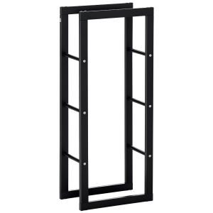 HOMCOM Range bûches Etagère porte bois de cheminée porte-bûches intérieur et extérieur charge max. 100 Kg dim. 40L x 25l x 100H cm métal noir