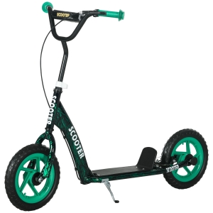 AIYAPLAY Trottinette patinette scooter enfant grandes roues de 6 à 12 ans hauteur réglable frein arrière béquille vert