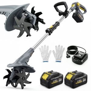 Outsunny Motobineuse sans Fil Motoculteur Électrique 18V 355W avec 2 Batteries 4,0Ah Léger et Anti-mal de Dos, Largeur 20cm Gris