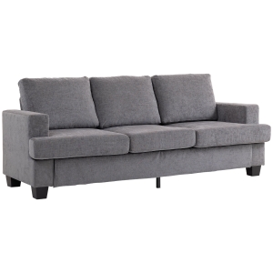 HOMCOM 3-Sitzer-Sofa, Wohnzimmersofa für 3 Personen, Stoffbezug, Stahlrahmen, Polstersofa, Grau