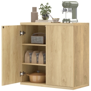 HOMCOM Buffet Salon, Meuble de Rangement Moderne avec Portes à Fermeture Douce et Étagères Ajustables, 78 x 39 x 79 cm, Chêne