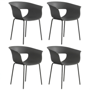 Outsunny Krzesła Ogrodowe 4 szt. ergonomiczne Krzesła Balkonowe z Wyciętym Designem Podłokietniki Odporne na Warunki Atmosferyczne Ciemnoszare