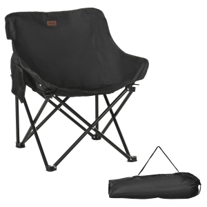 Outsunny Campingstuhl, faltbar, Stahlrahmen, Stoffsitz, Tragetasche, Schwarz