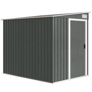 Outsunny 7 x 5ft Galvanised Metal Shed, with Sliding Door - Light Grey
