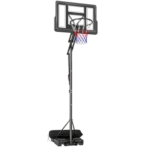 SPORTNOW Tabela de Basquetebol para Exterior com Rodas, Altura Ajustável (2,35-3,05 m), Base Preenchível e Bolsa de Peso, Cor Preto