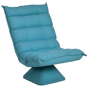 HOMCOM Fotel relaksacyjny, obrotowy, ekoskóra, 62 cm x 70 cm x 95 cm, niebieski