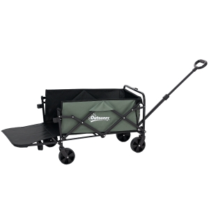 Outsunny Folding Transport Cart wheeled cart with telescopic handle with rear opening 76 x 48 x 92 cm green