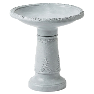 Outsunny Poidło dla ptaków z żywicy, zewnętrzne, okrągłe, 51 cm, imitacja kamienia, stojący karmnik, szare