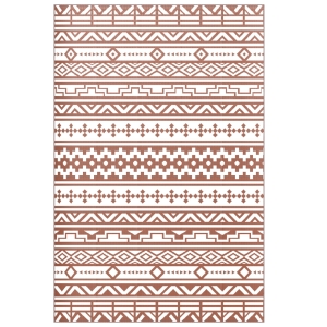 Outsunny Reversible Outdoor Mat 1.8 x 2.7 m, PP floor mat with geometric wall pattern, carry bag, red and white