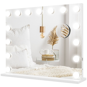 HOMCOM Kosmetyczne Lustro LED, 3 Tryby Światła, Ściemnialne, Sterowanie Dotykowe, USB, 58x48cm, Biały