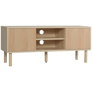 HOMCOM Móvel de TV para Televisão até 50 Polegadas com Portas de Correr Prateleiras Abertas e Orifícios para Cabos 115x40x49 cm Madeira