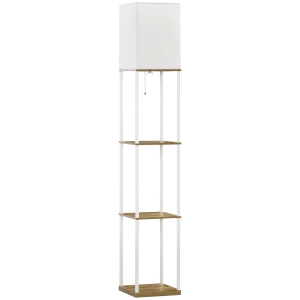 Lampa stojąca z półkami, E27, biała, bez żarówki