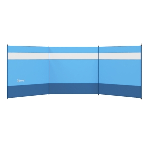 Outsunny Camping Windbreaker with Clear Windows, Carry Bag and Steel Poles, for Beach Caravan Campervan, 440 x 140cm, Blue