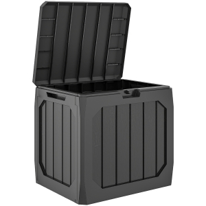 Outsunny Baú de Armazenamento Exterior em Plástico com Capacidade de 121L 2 Alças e Tampa Impermeável 56x45x53 cm Preto