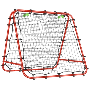 HOMCOM Rede de Rebote Dobrável para Treino Desportivo Ajustável em 5 Níveis de Ângulo com Tubo de Aço 100x95x90 cm Vermelho