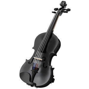 HOMCOM Violino 4/4 de Tamanho Completo em Madeira com Estojo  Arco Breu Afinadores Cordas e Suporte para Ombro 60x21x7 cm Preto
