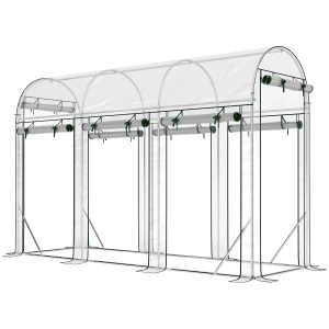 Outsunny Estufa Tipo Túnel 3x1x2 m com 8 Portas Enroláveis e Estrutura de Aço Galvanizado Anti-UV Transparente