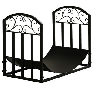 Outsunny Range bûches Porte-bûches range rack à bûches support étagère à bois de cheminée charge max. 60 kg dim. 60,5L x 36l x 46,5H cm métal époxy noir
