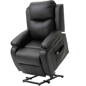 HOMCOM Fauteuil releveur électrique fauteuil relax électrique avec repose-pied télécommande et 2 pochettes 76x90x105cm noir