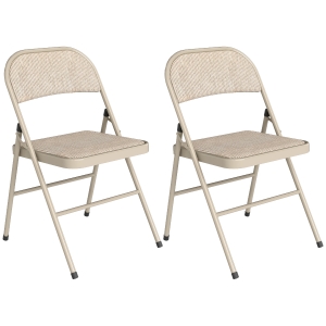 HOMCOM Conjunto de 2 Cadeiras Dobráveis com Encosto e Estrutura de Aço para Sala de Estar escritório Estúdio 45x46x78 cm Bege